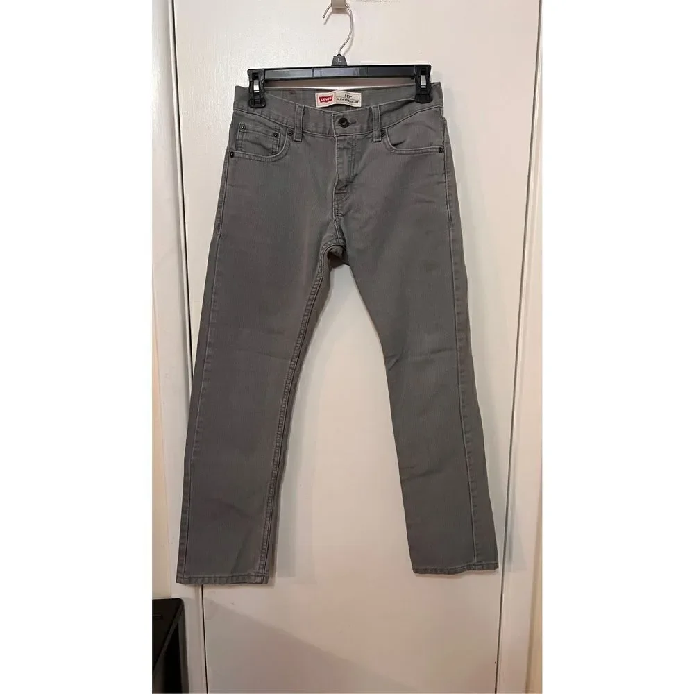 Levi's 513 Jeans Youth Mid Rise Slim Straight Denim Gray Light Wash Size 12R (28